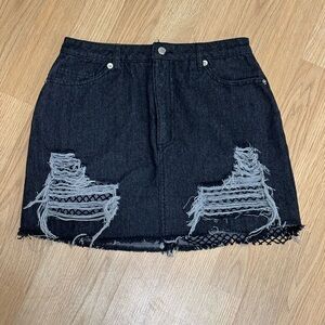 5/$25 Distressed Black Denim Skirt